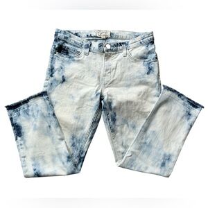 Current Elliot Cropped Straight Summer Indigo Tie Dye Release Hem Jeans Size 27